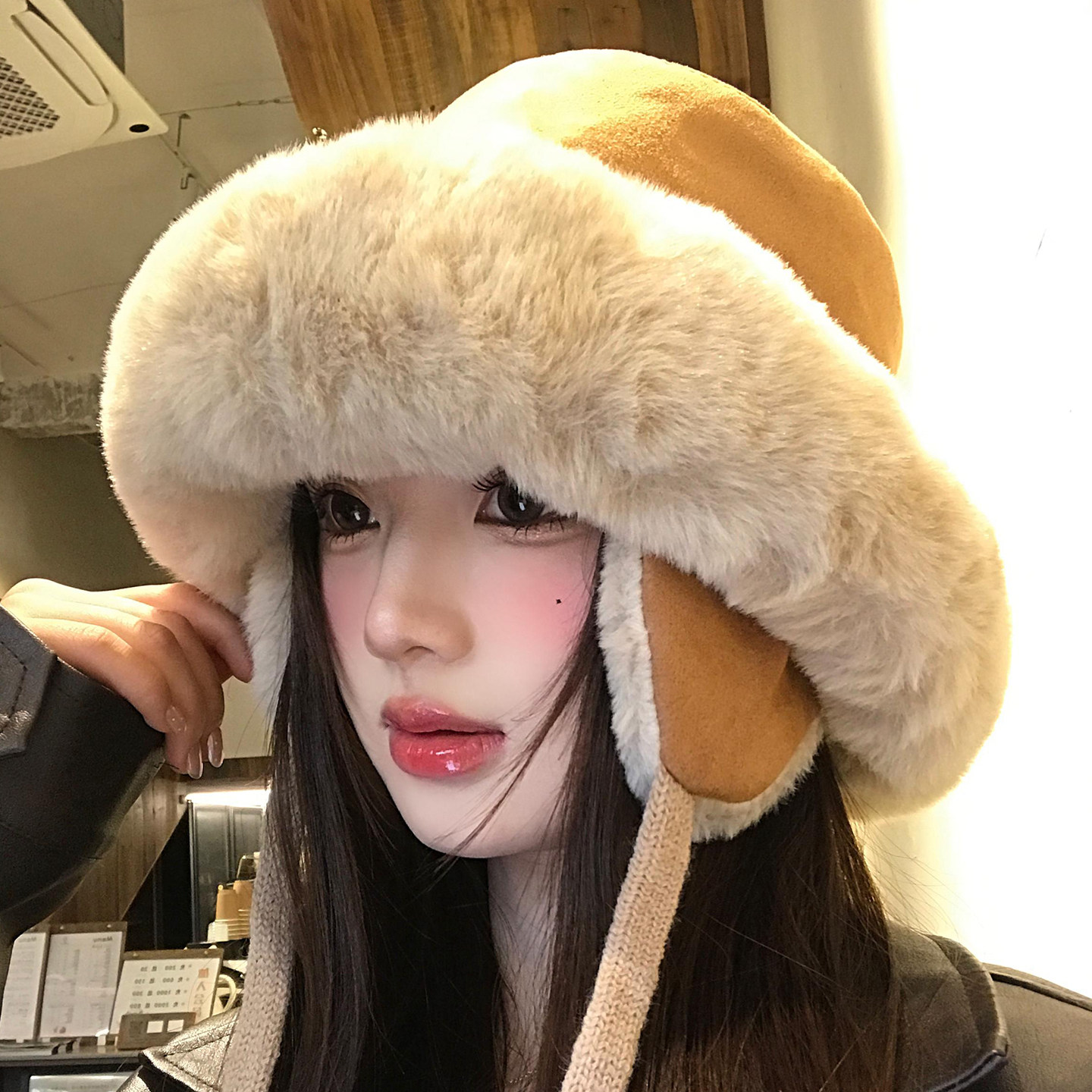 护耳帽子女秋冬高级感毛绒渔夫帽