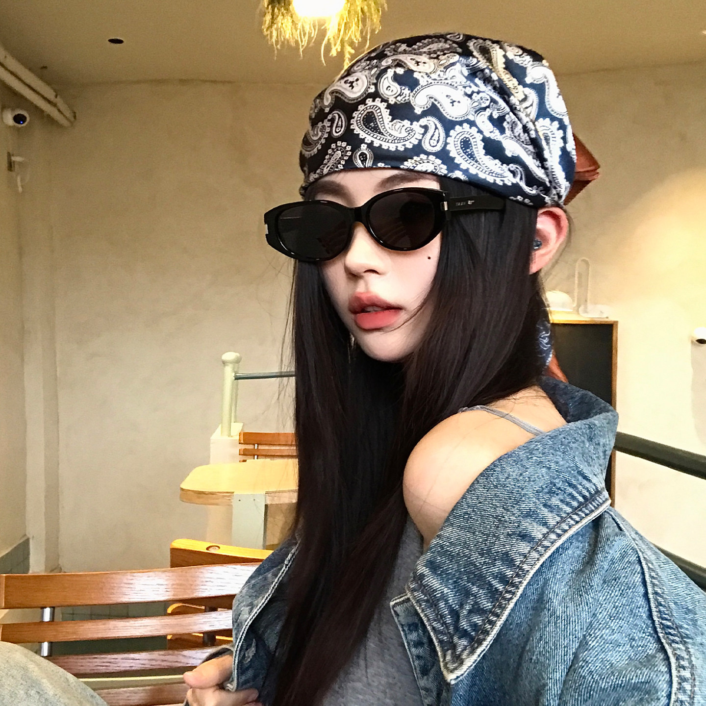 美式复古腰果花头巾多功能千禧街头辣妹包头丝巾女夏薄款时尚百搭