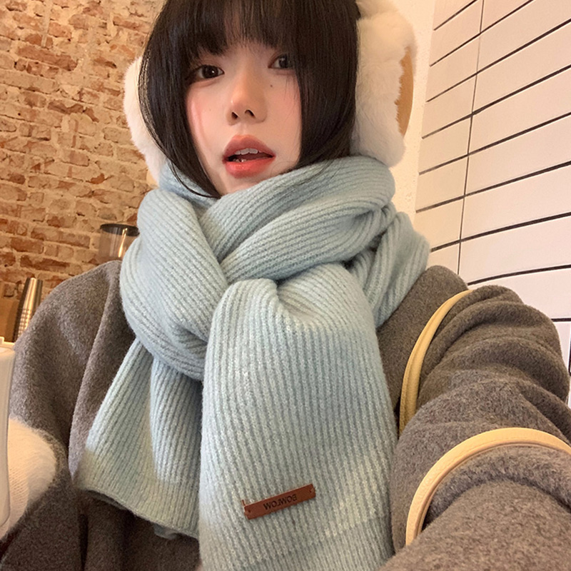 韩系氛围感蓝色围巾女款2025新款