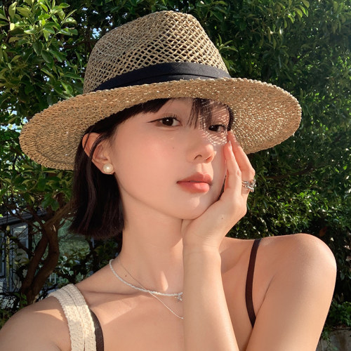 复古巴拿马风镂空草帽女夏季新款
