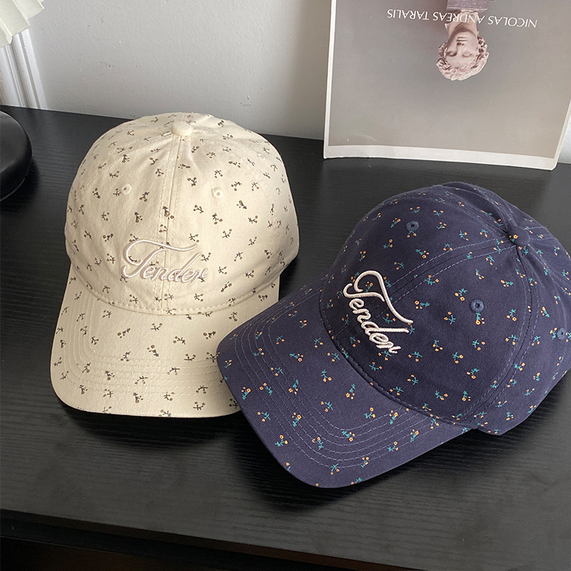 韩国东大门风软顶小碎花棒球帽子