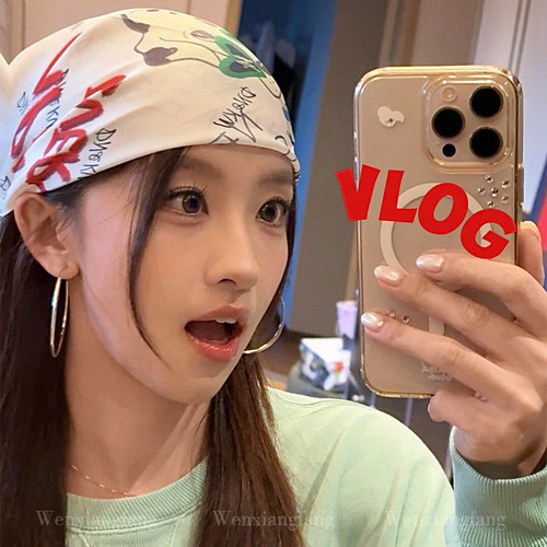 神仙藤井树同款小狗字母头巾女