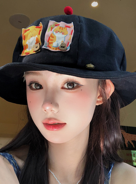 日系可爱猫咪南瓜渔夫帽女款2026