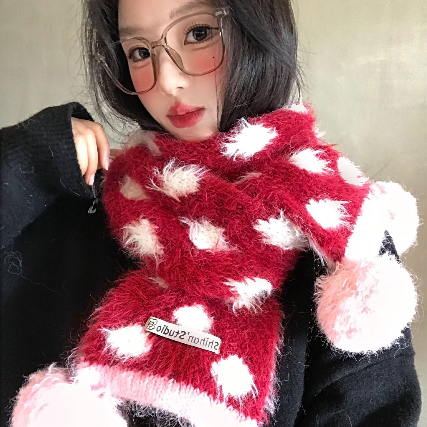 多巴胺红色波点毛球针织围巾女冬加厚保暖防寒护颈氛围感毛毛围脖,服饰配件/皮带/帽子/围巾,围巾/丝巾/披肩,淘宝优惠券,粉丝福利购,淘宝优惠卷