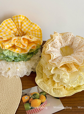 春日黄色系列大肠发圈女2026新款高级感扎头发大号百搭绝美发饰潮