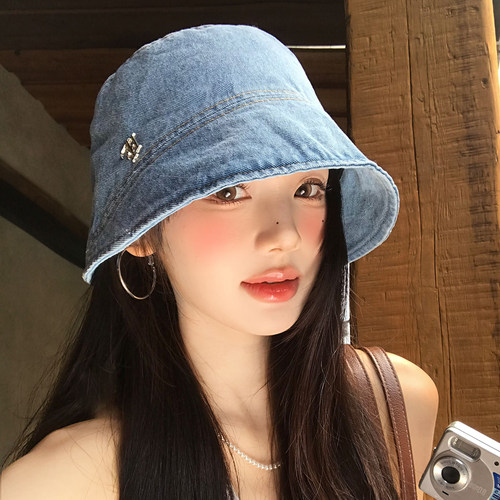 水洗牛仔前长后短渔夫帽女士夏季