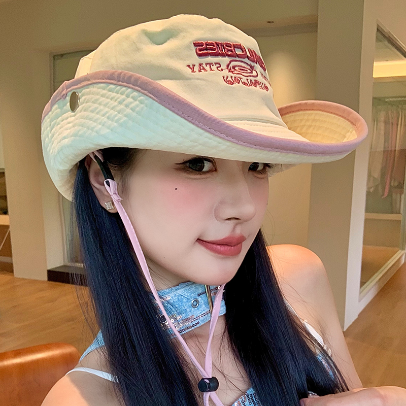 日系字母刺绣西部牛仔帽女夏季