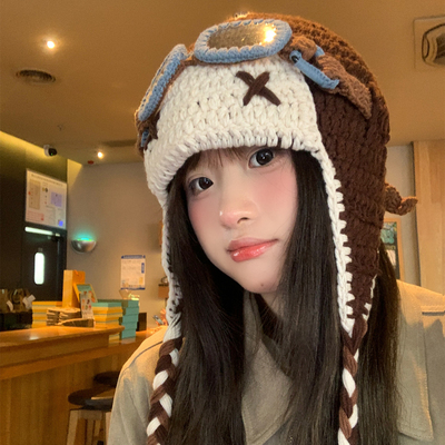 檀健次同款针织毛线帽女秋冬防寒