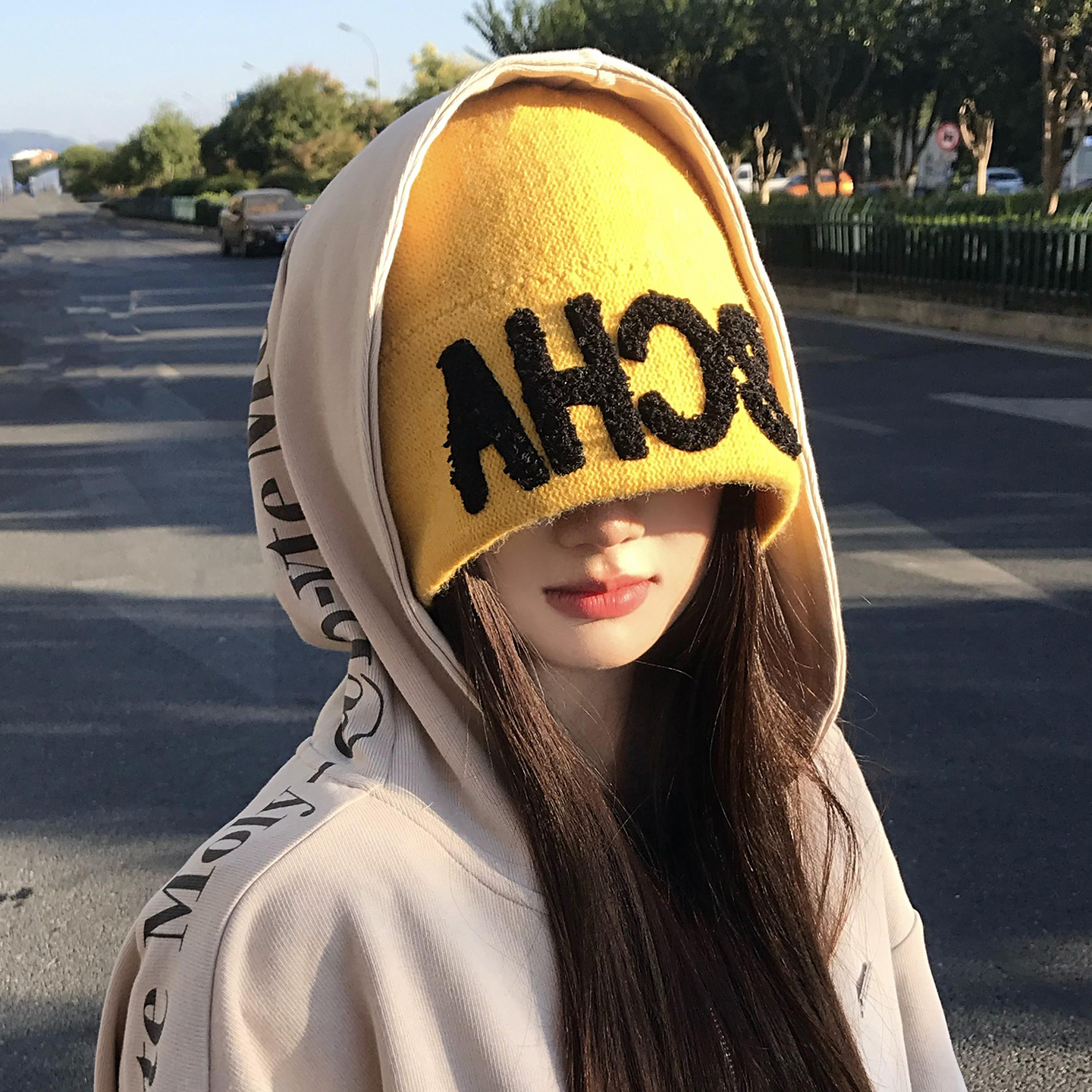 登山帽字母刺绣女秋冬川西旅游