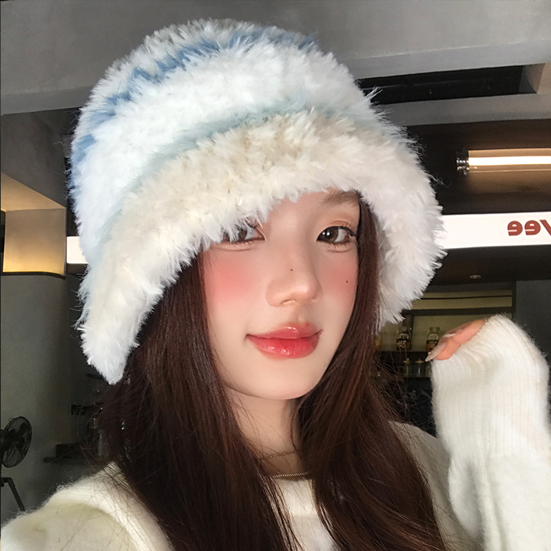 大头围加厚毛绒帽子女秋冬季显脸小护耳针织帽韩系保暖防寒渔夫帽