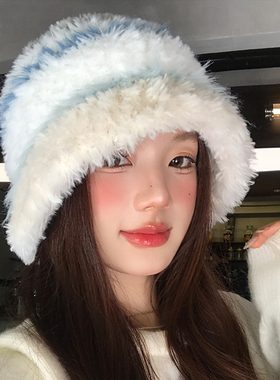 大头围加厚毛绒帽子女秋冬季显脸小护耳针织帽韩系保暖防寒渔夫帽