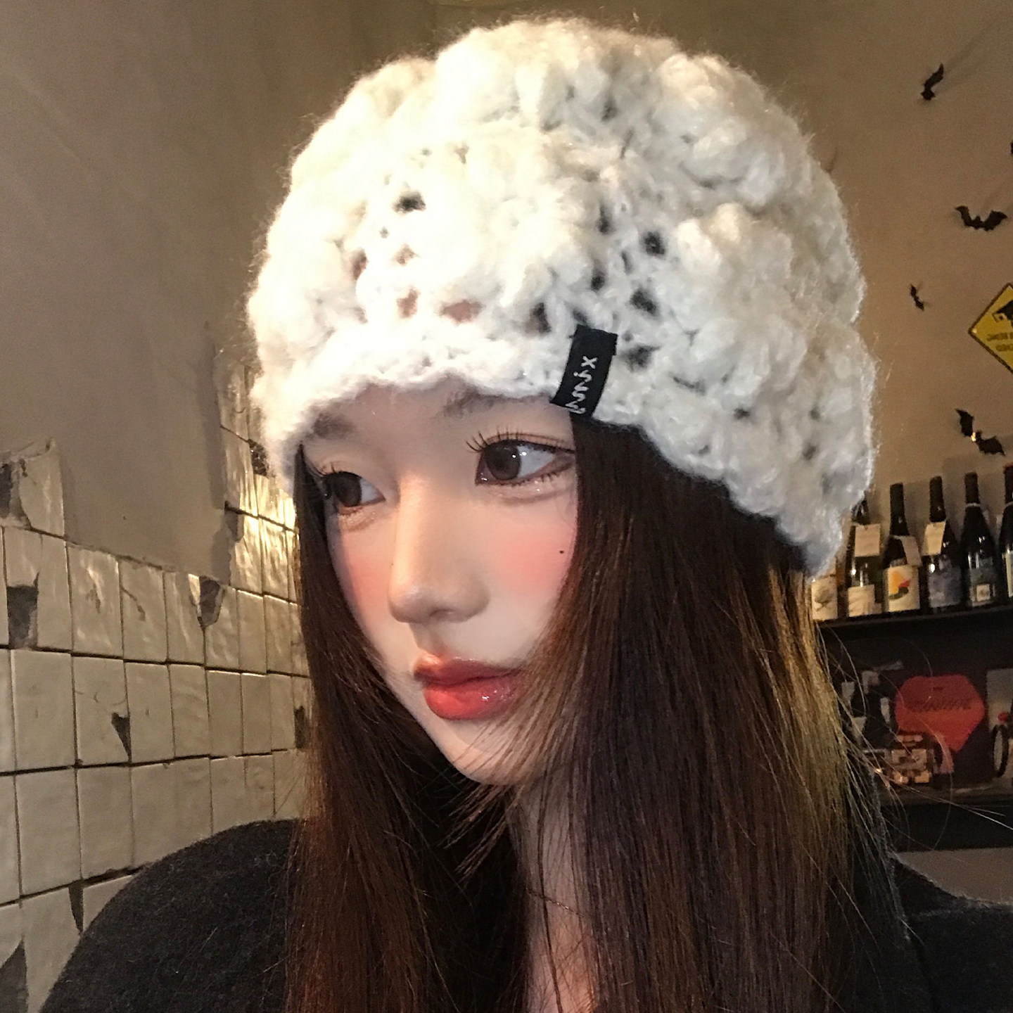 手工编织白色花朵镂空保暖包头帽女秋冬季加厚大头围针织毛线帽子,服饰配件/皮带/帽子/围巾,帽子,淘宝优惠券,粉丝福利购,淘宝优惠卷