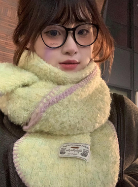 翠绿色锁边软糯针织围巾女2026年