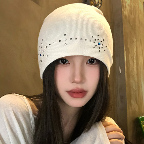 韩系ins网红铆钉针织冷帽显脸小