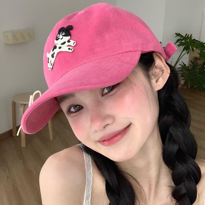 韩系ins可爱小狗刺绣棒球帽女春