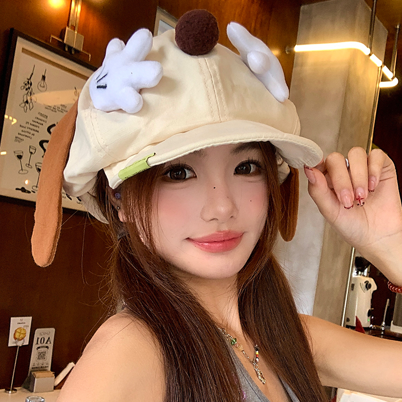 可爱卡通米奇手掌小狗耳朵贝雷帽