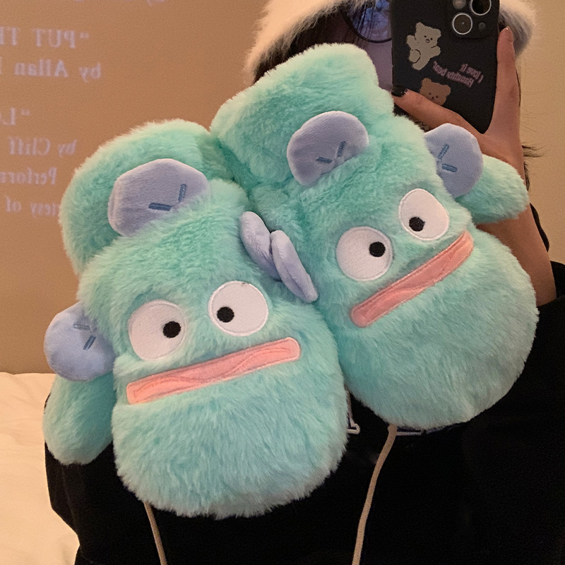 搞怪可爱小丑鱼连指毛绒手套女