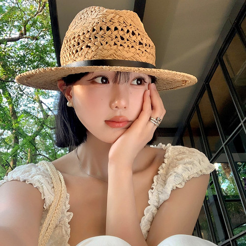 复古巴拿马风编织草帽女2026新款