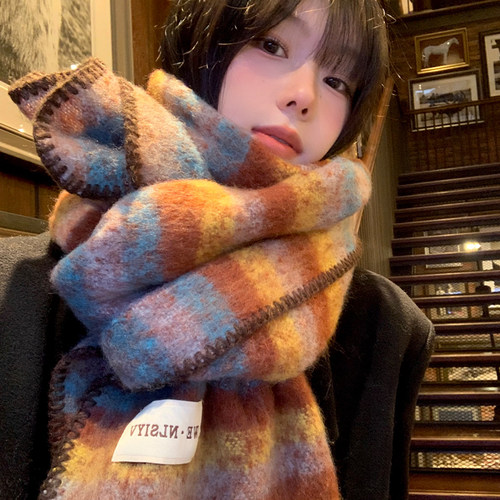 韩系氛围感马海毛围巾女2025年