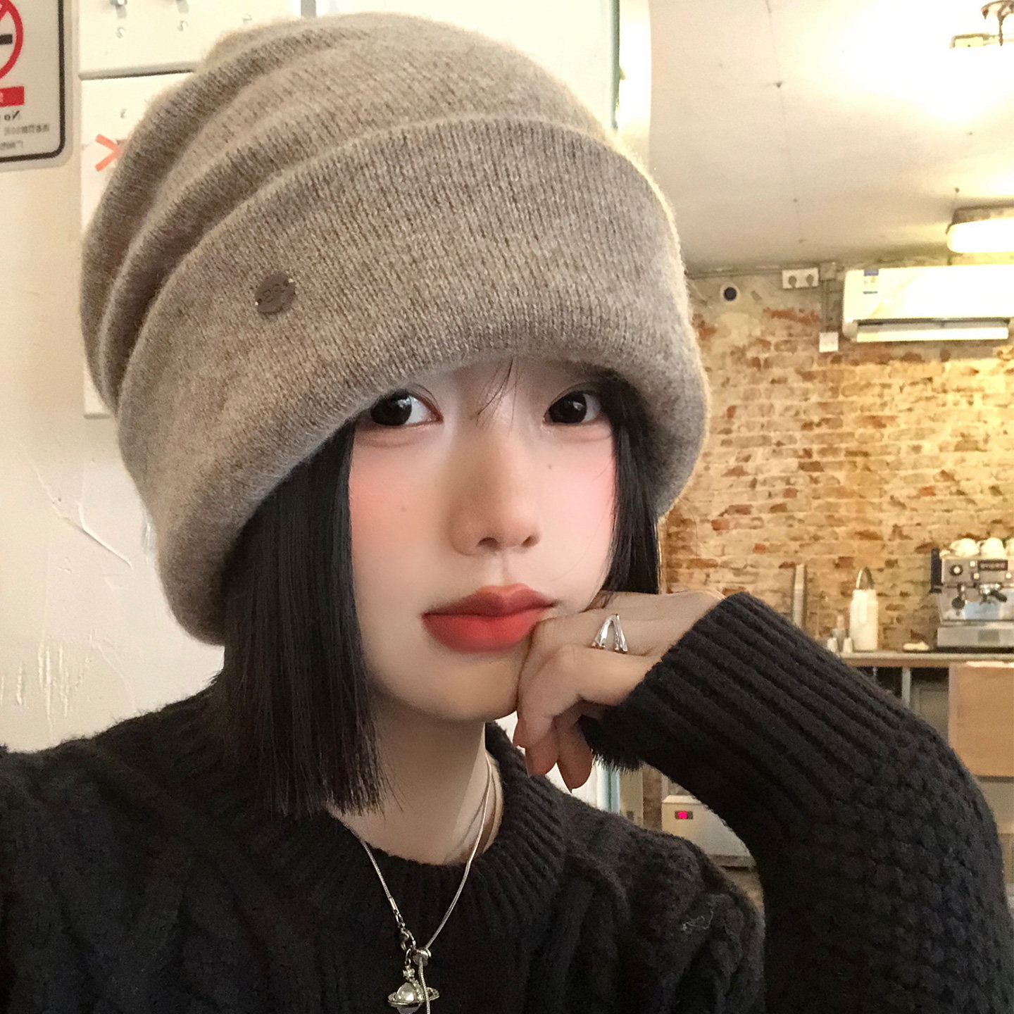 大头围羊毛混纺双层毛线帽女冬加厚保暖堆堆帽显脸小防寒针织帽子,服饰配件/皮带/帽子/围巾,帽子,淘宝优惠券,粉丝福利购,淘宝优惠卷