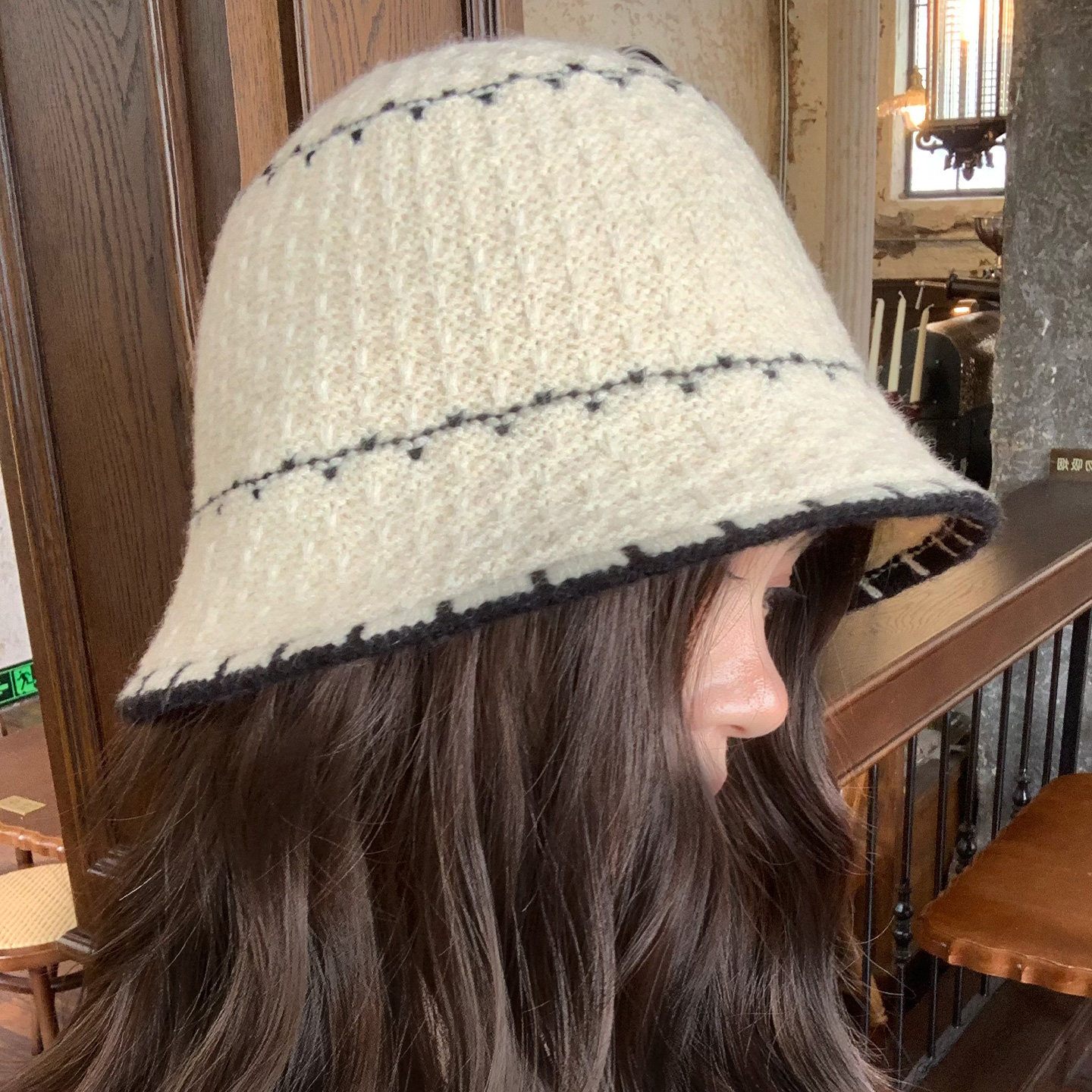 高级感条纹针织渔夫帽女冬显脸小盆帽大头围韩系休闲毛线水桶帽子,服饰配件/皮带/帽子/围巾,帽子,淘宝优惠券,粉丝福利购,淘宝优惠卷