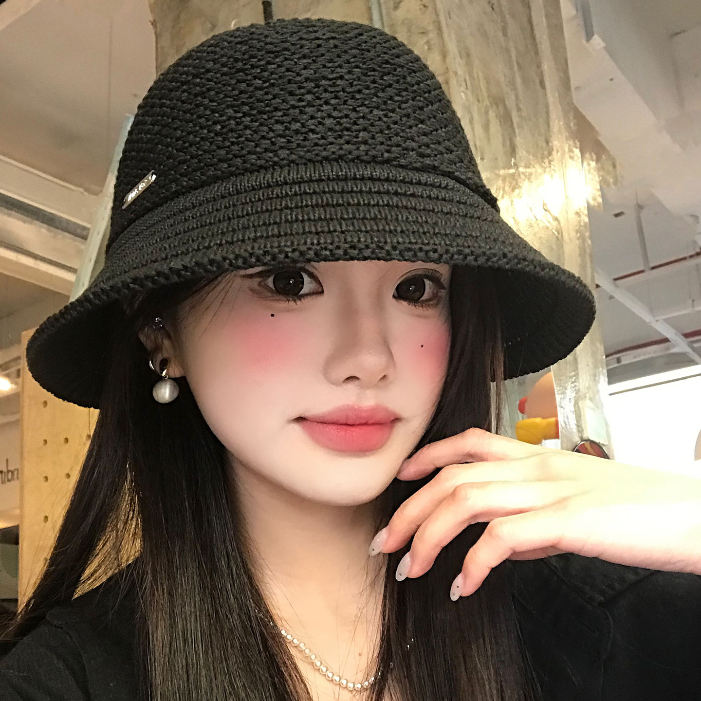 日系复古针织渔夫帽女士大头围宽帽檐时尚百搭户外防晒遮阳盆帽子