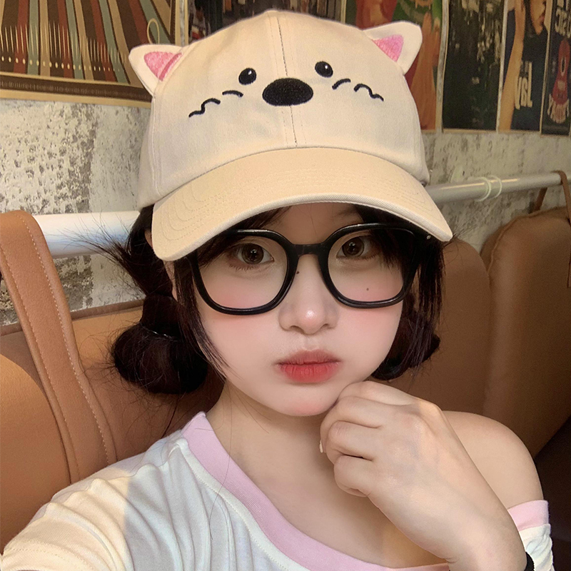 可爱卡通害羞小狗耳朵棒球帽女