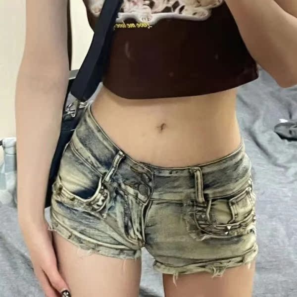 美式辣妹柳丁低腰牛仔超短裤女春夏新款修身显瘦包臀阔腿热裤子潮，女装牛仔裤，非凡制衣厂