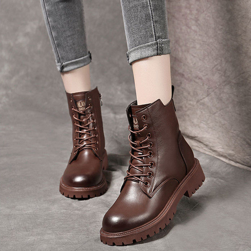 43大码42真皮马丁靴女冬季加绒2025年新款厚底春秋单靴英伦风短靴,女鞋,马丁靴,淘宝优惠券,粉丝福利购,淘宝优惠卷