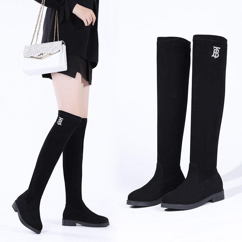 过膝圆头长靴女2025秋冬新款长筒靴过膝靴平底弹力高筒靴子42大码,女鞋,时装靴,淘宝优惠券,粉丝福利购,淘宝优惠卷