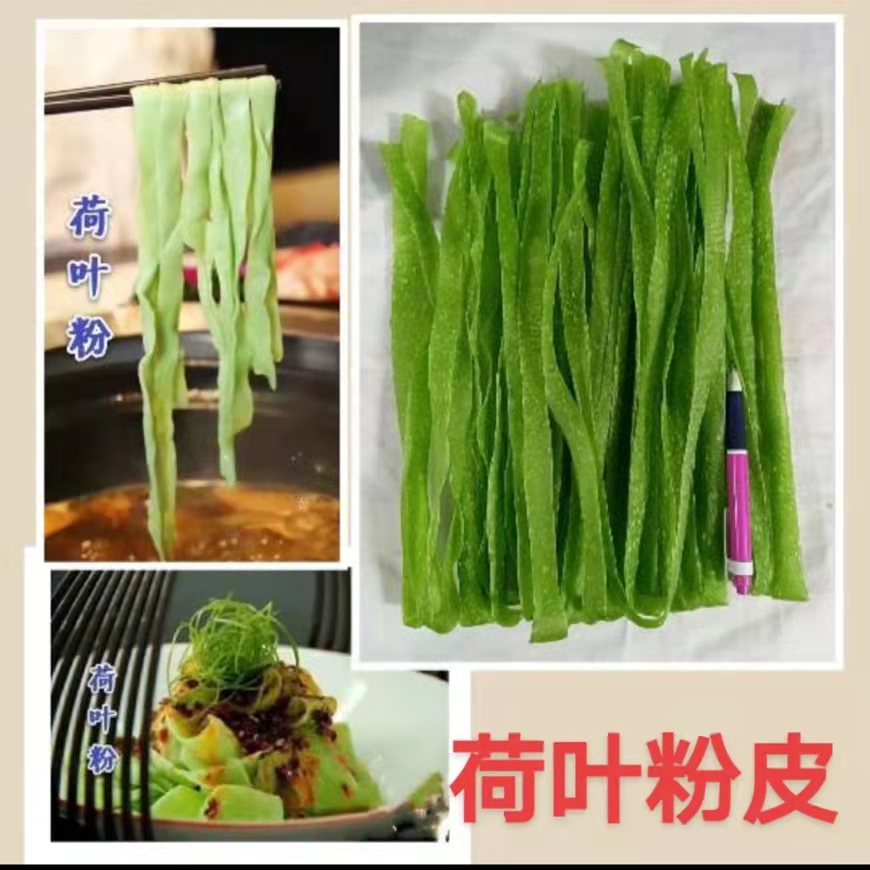 荷叶粉皮莲藕粉条粉皮条火锅凉菜专用菜绿色素食面藕彩色凉皮商用