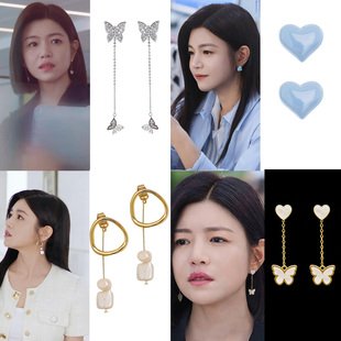 狙击蝴蝶陈妍希岑矜同款耳环珍珠流苏蝴蝶耳钉高级感适合圆脸耳饰