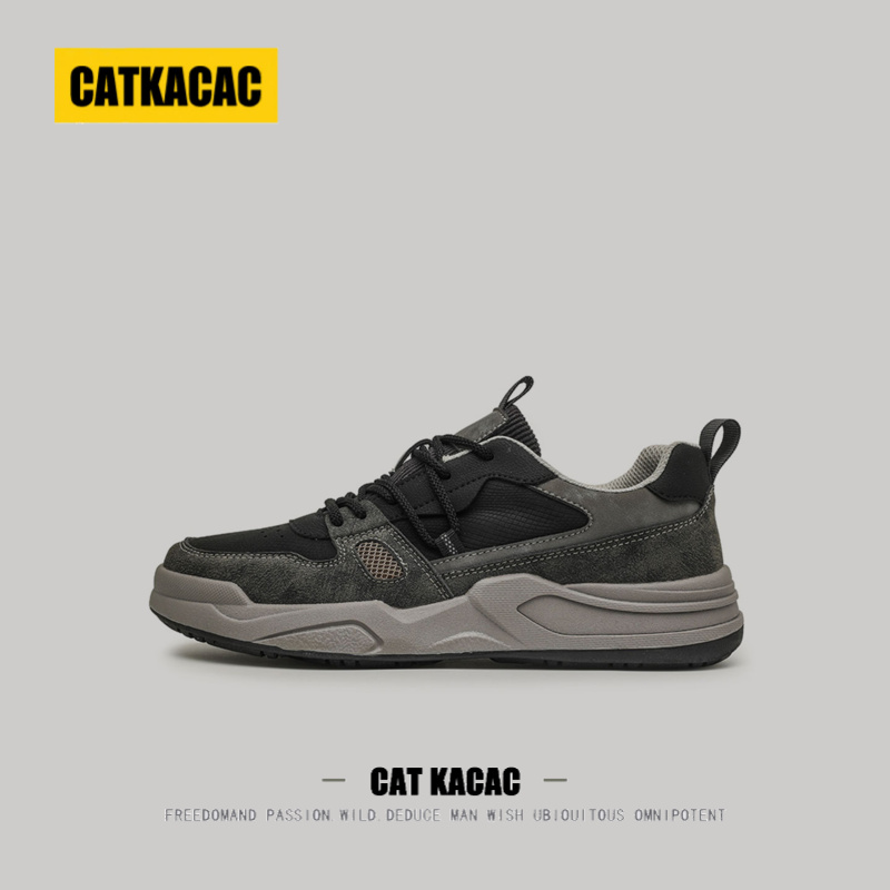 美国CATKACAC真皮男鞋秋季休闲板鞋男款高级感男士潮流增高德训鞋