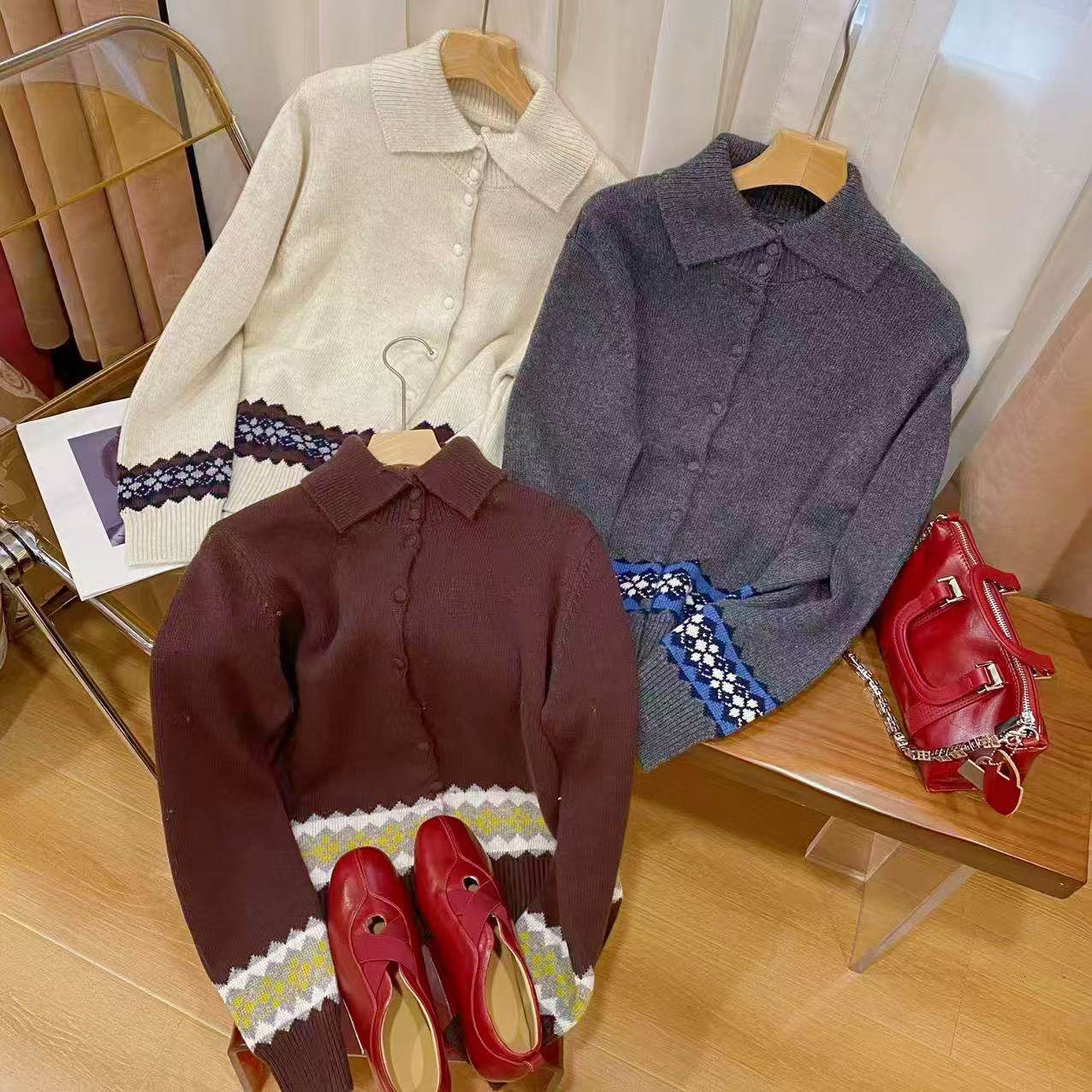 VK定制 韩版轻奢半高领提花包心扣开衫2F69836,女装/女士精品,毛衣,淘宝优惠券,粉丝福利购,淘宝优惠卷