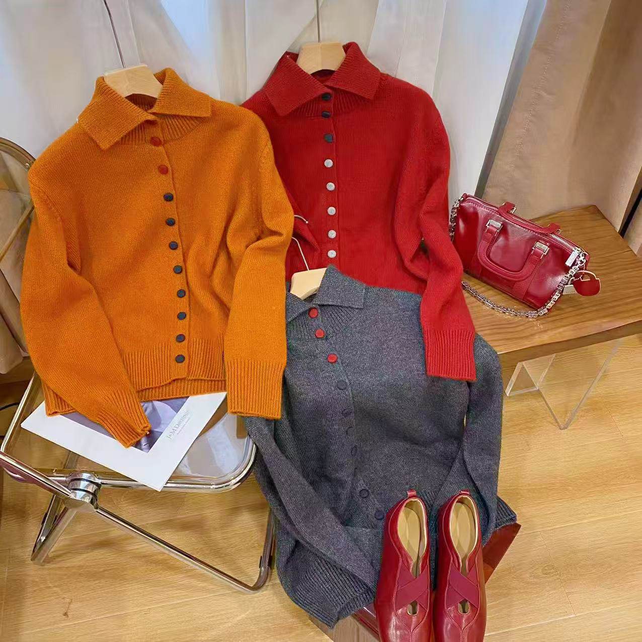 VK定制 韩版轻奢半高领包心扣开衫2F5275,女装/女士精品,毛衣,淘宝优惠券,粉丝福利购,淘宝优惠卷