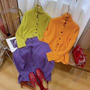 2F2558 轻奢复古高领开衫 VK定制 韩版