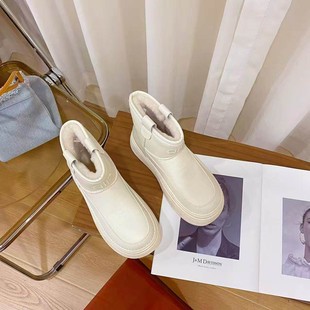 VK定制 欧洲站高档头层牛皮粗跟时尚短靴女