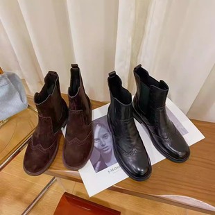 916 短靴女6 VK定制 欧洲站高档头层牛皮粗跟时尚