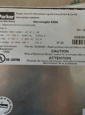 台州设备Parker638A驱动器638A023F0STOCAN