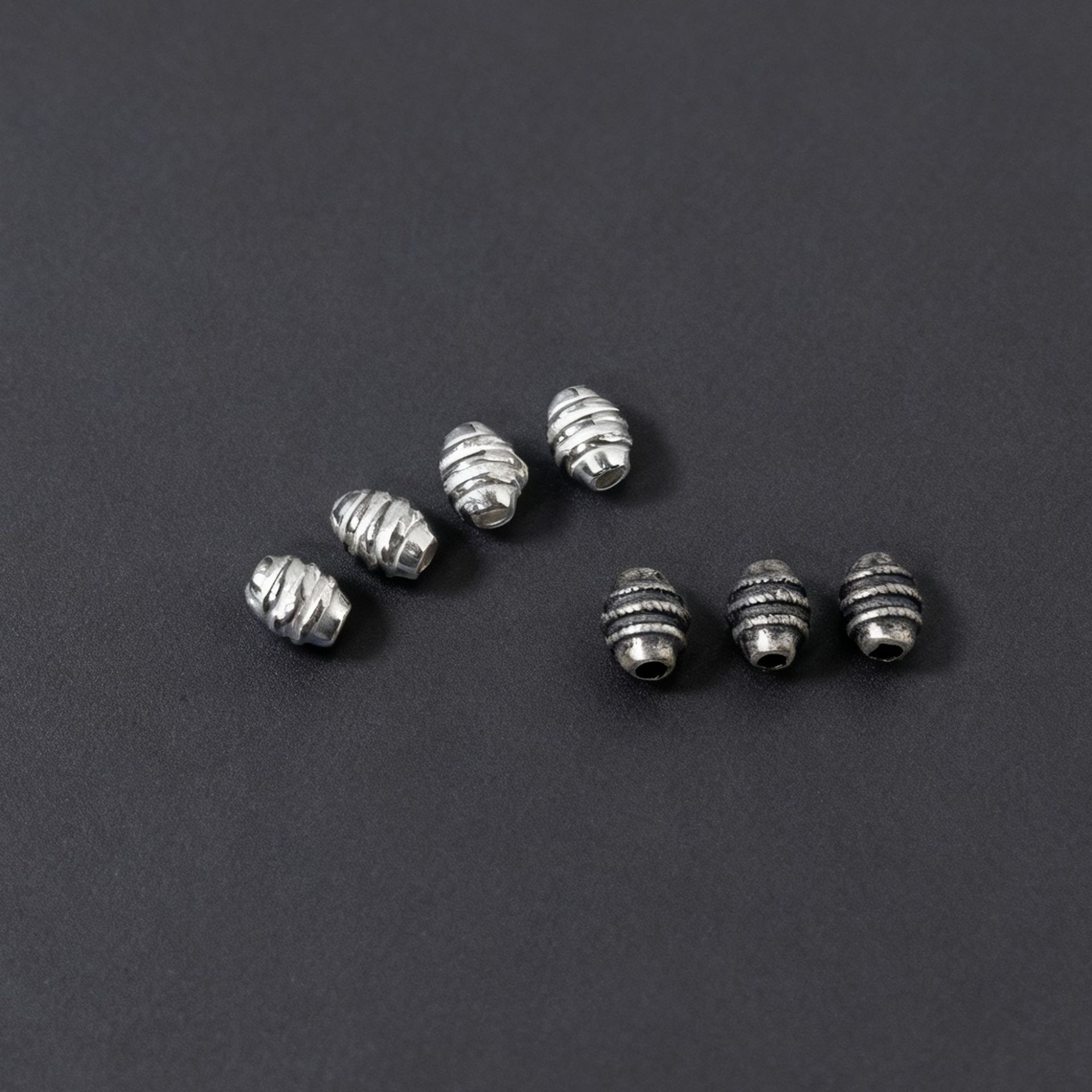 纯银s925螺纹复古桶珠银饰配件手工DIY水晶佛珠念珠手链隔珠串珠