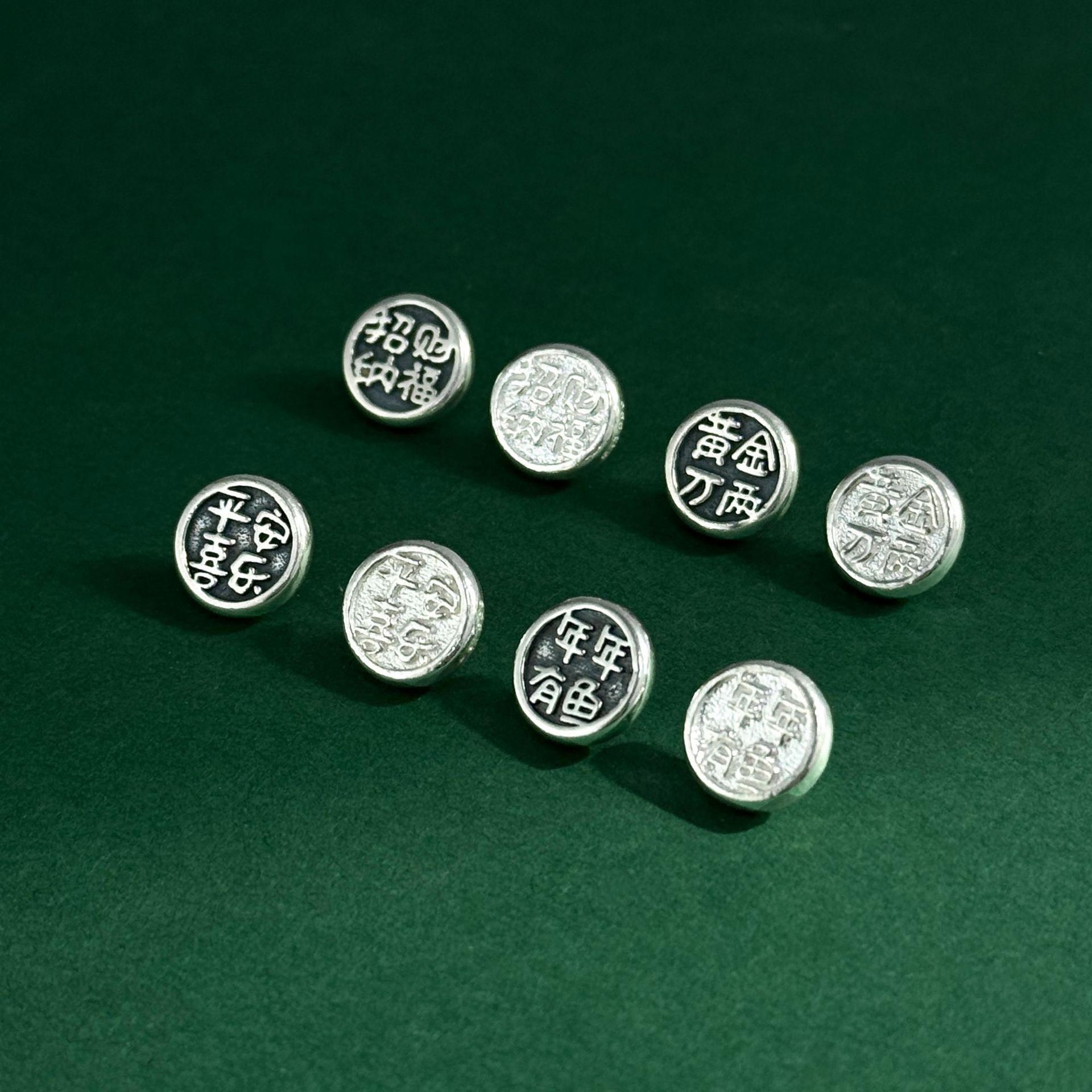 国风平安喜乐黄金万两年年有余招财纳福尾扣  足银999扣饰品配件