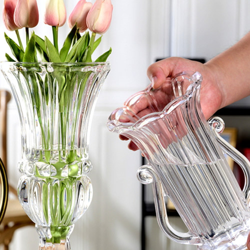 透明水晶高脚玻璃花瓶欧式复古