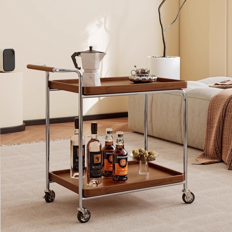 中古置物架客厅复古茶几可移动桌边高颜值卧室床头柜零食收纳架子