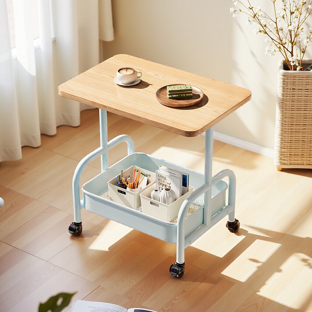 沙发边几家用迷你移动双层茶几卧室阳台床头小型置物架极简小桌子