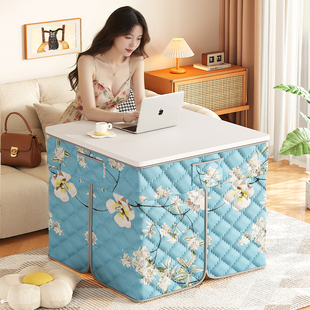 冬季烤炉桌子罩套家用多功能可折叠正方形电暖炉罩烤火被加绒加厚
