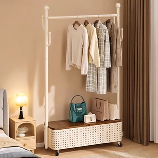 家用卧室现代简约挂衣架加厚稳固落地式收纳置物衣帽架可移动架子