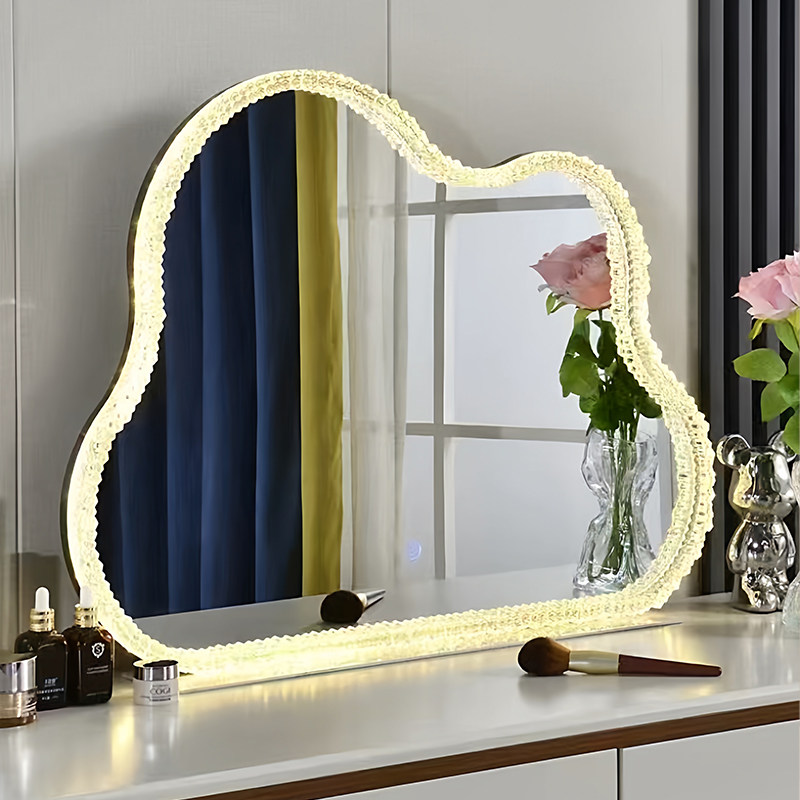 网红台式化妆镜带灯led梳妆台镜子智能桌面镜背光三色调光简约镜,住宅家具,化妆镜,淘宝优惠券,粉丝福利购,淘宝优惠卷