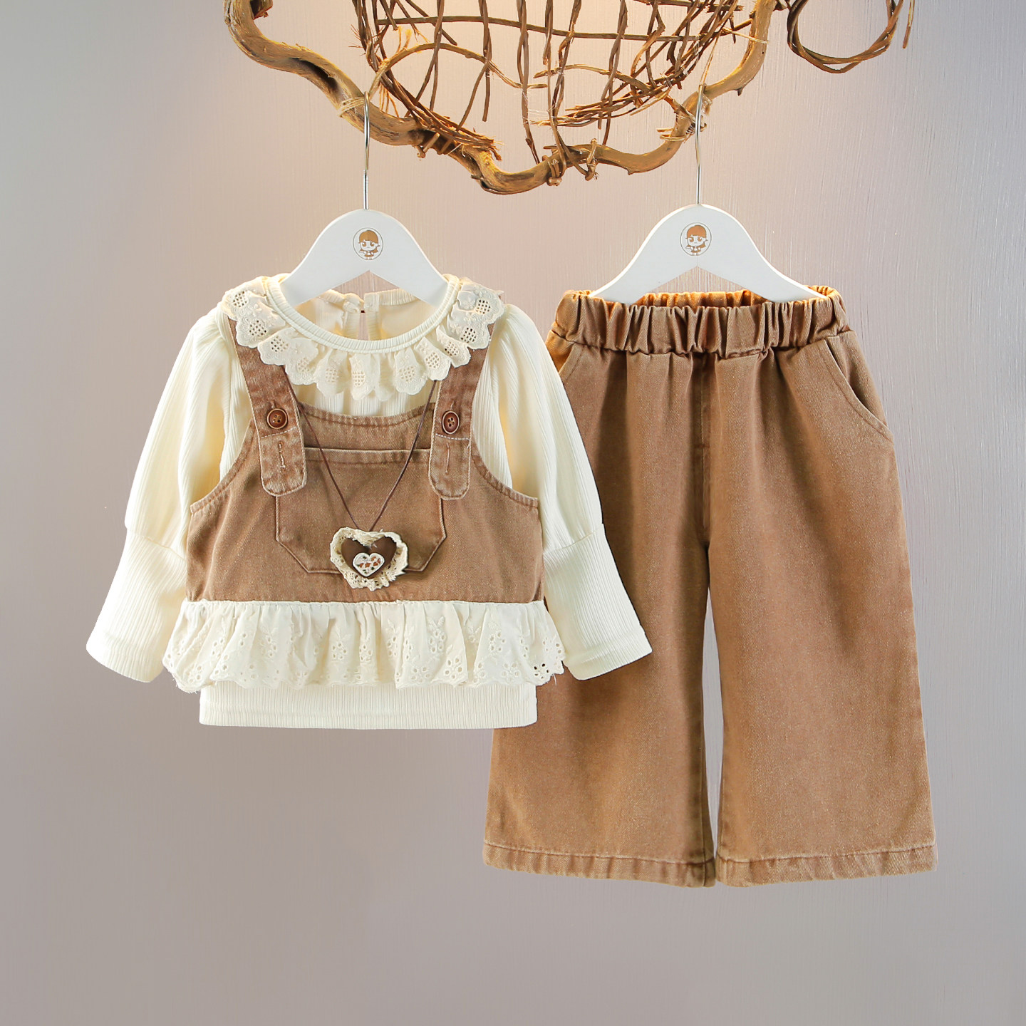 儿童衬衣牛仔三件套洋气宝宝套装