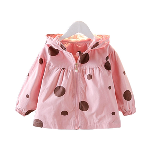 女童长袖外套新款洋气女宝宝圆点上衣春装婴幼儿春天上衣外出服潮