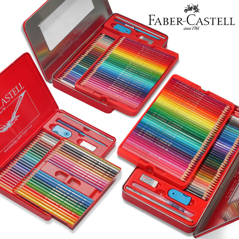 德国辉柏嘉红盒72色水溶彩铅24/36/48/100色油性彩铅笔城堡款彩色铅笔